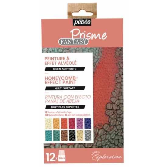 Pebeo Fantasy Prisme 12 X 20ml Paint Set Honeycomb Effect Craft Artist 757431